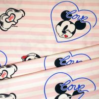 Kids Jerseystoff weiß rosa mit Mickeymouse Motiven